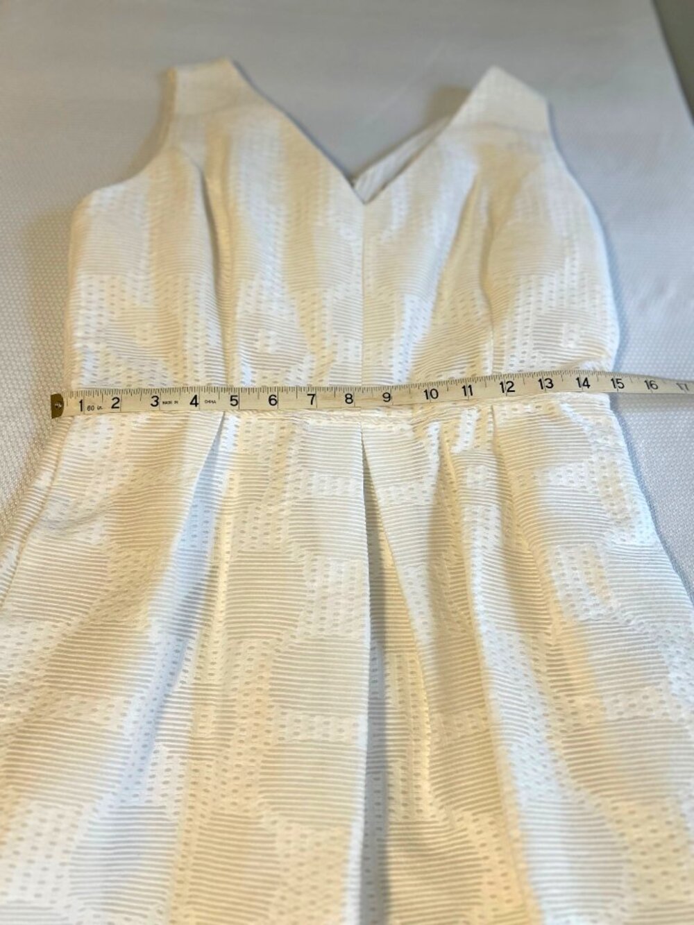 J. Crew Size 6 White Jacquard Cotton Pleated Sleeveless Dress - Picture 5 of 9